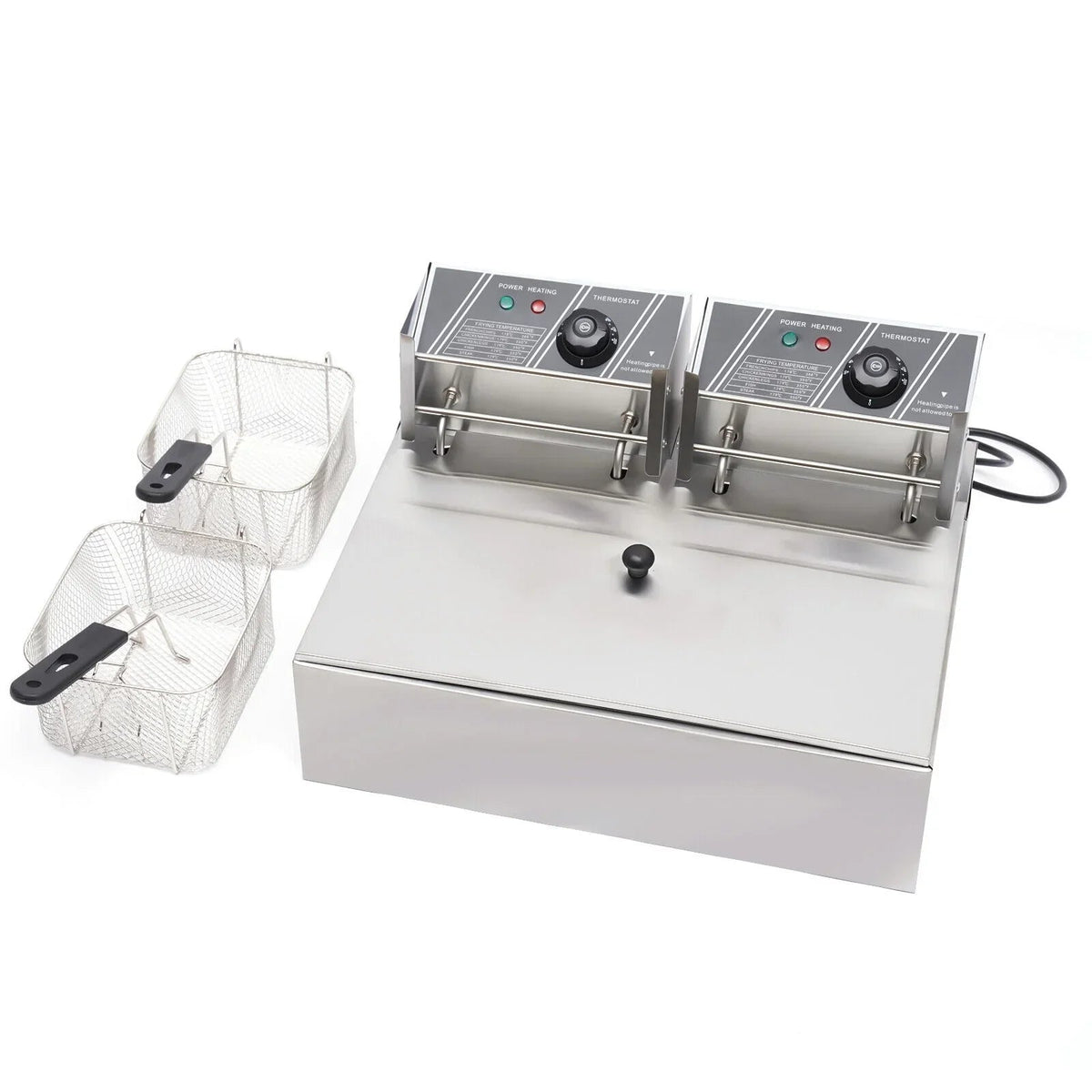 Commercial Electric Deep Fryer, 5000W, 12L Single Tank, Stainless Steel Fry Basket