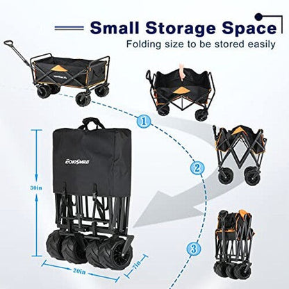 EchoSmile Foldable Utility Wagon, 350 lb Capacity - Large Wheels