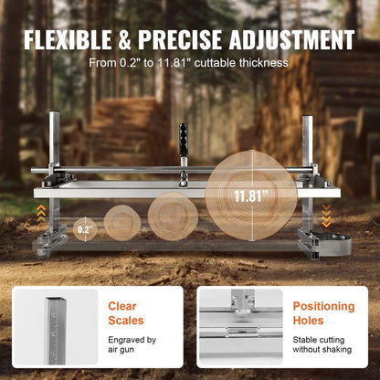 VEVOR Chainsaw Mill, Galvanized Steel, 14-36 in Guide Bar, 0.2-11.81 in Cutting Thickness