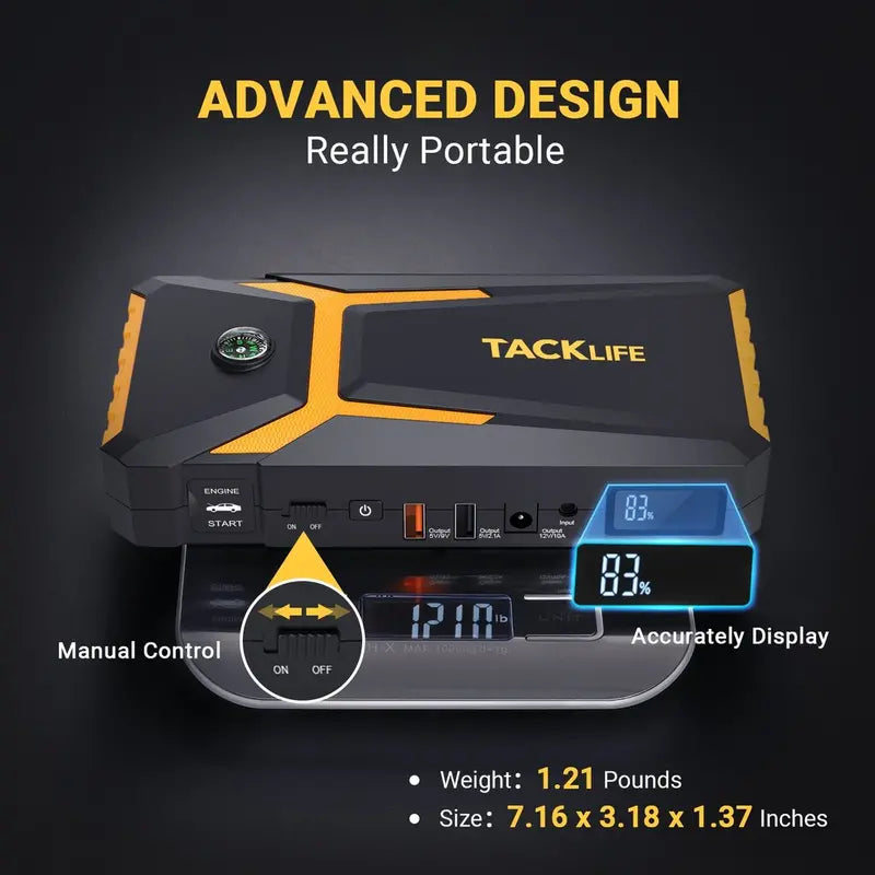 TACKLIFE T8 Car Jump Starter 800A 18000mAh 12V - T8