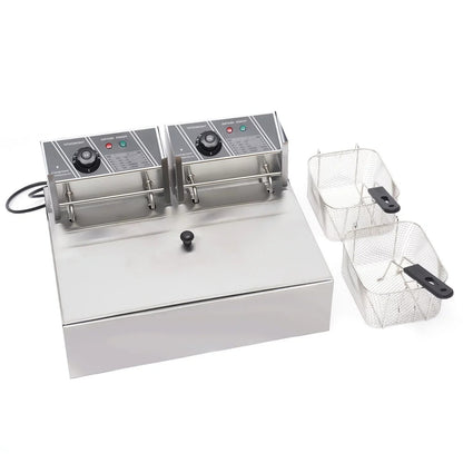 Commercial Electric Deep Fryer, 5000W, 12L Single Tank, Stainless Steel Fry Basket