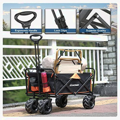 EchoSmile Foldable Utility Wagon, 350 lb Capacity - Large Wheels