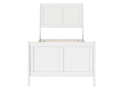 AFI Valencia Twin Wood Low Profile Sleigh Platform Bed With Matching Footboard, White