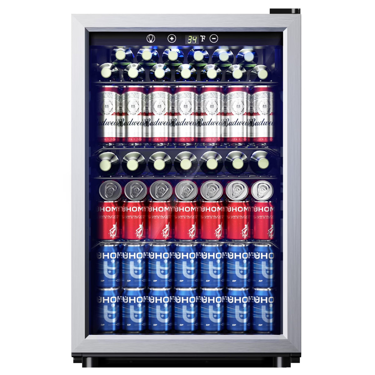 EUHOMY Beverage Refrigerator Cooler, 4.5 Cu.Ft., 145 Can, Glass Door