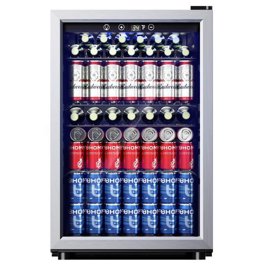 EUHOMY Beverage Refrigerator Cooler, 4.5 Cu.Ft., 145 Can, Glass Door