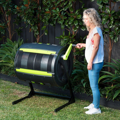 Maze 65-Gallon Compost Tumbler With 12-Gallon Cart, Black - 41.3 x 30 x 45 in