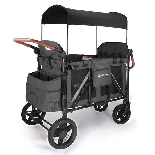 Cochildor 4 Seater All-Terrain Wagon Stroller, 300 lb Capacity, Light Grey - ST4N